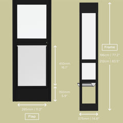 Hakuna Pets black glass patio door flat-panel view for a sleek modern look.