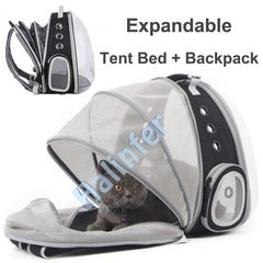 halinfer back expandable cat backpack side windows for observation and air circulation
