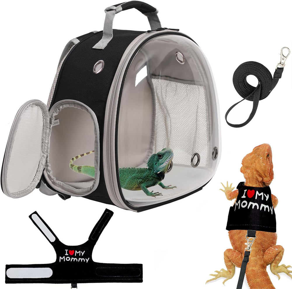 halinfer bearded dragon carrier backpack with secure harness for safe travel.