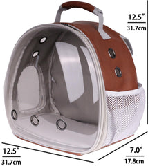 Halinfer bearded dragon carrier backpack side harness shows secure fit during vet visits.