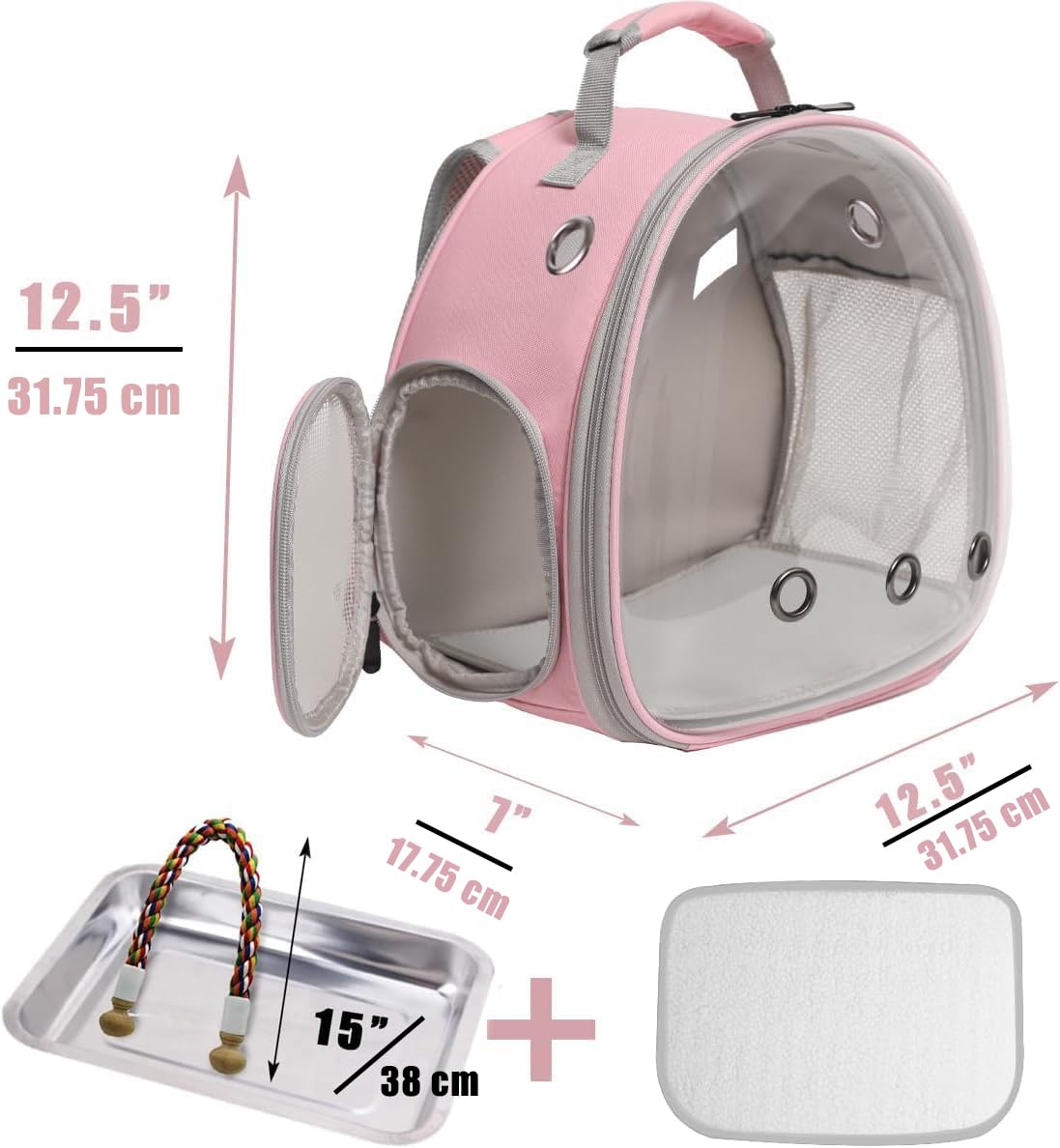 halinfer bird backpack perch-stand included for perched transport.