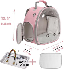 halinfer bird backpack perch-stand included for perched transport.