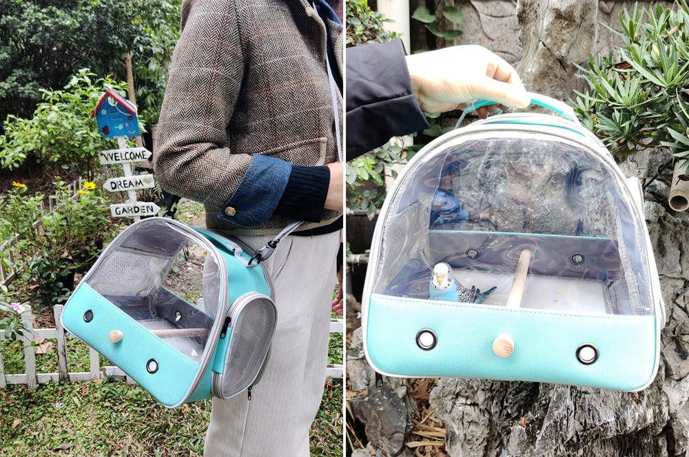 Halinfer Bird Travel Carrier bolsillo lateral y acceso fácil para snacks.