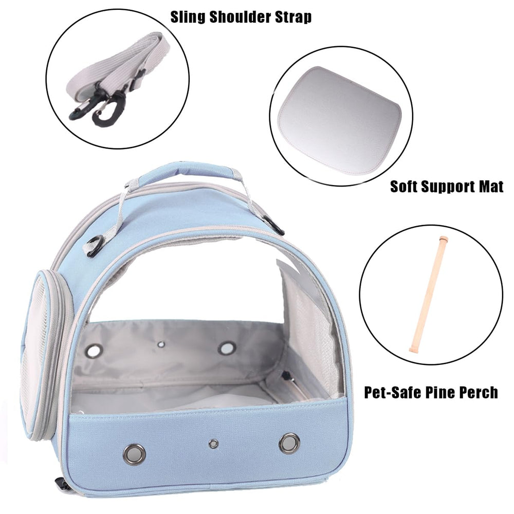 Halinfer Bird Travel Carrier clear TPU panel protects and showcases scenery