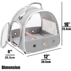 Halinfer Bird Travel Carrier front view emphasizing size and portability