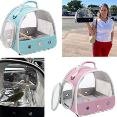 Halinfer Bird Travel Carrier side pocket stores snacks and essentials.