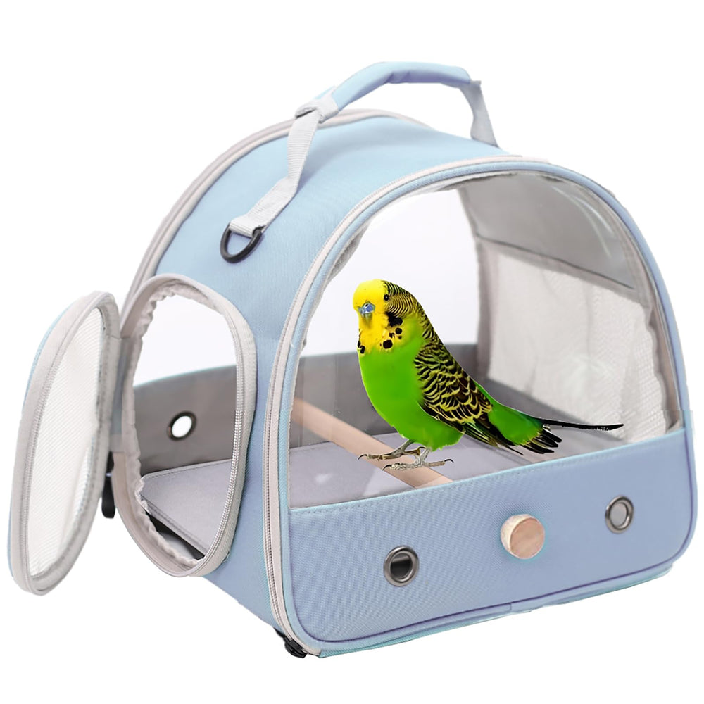 Halinfer Bird Travel Carrier side window view enables easy travel visibility