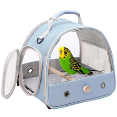 Halinfer Bird Travel Carrier side window view enables easy travel visibility