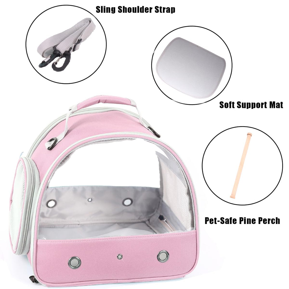 Halinfer Bird Travel Carrier includes soft mat for cushioning.