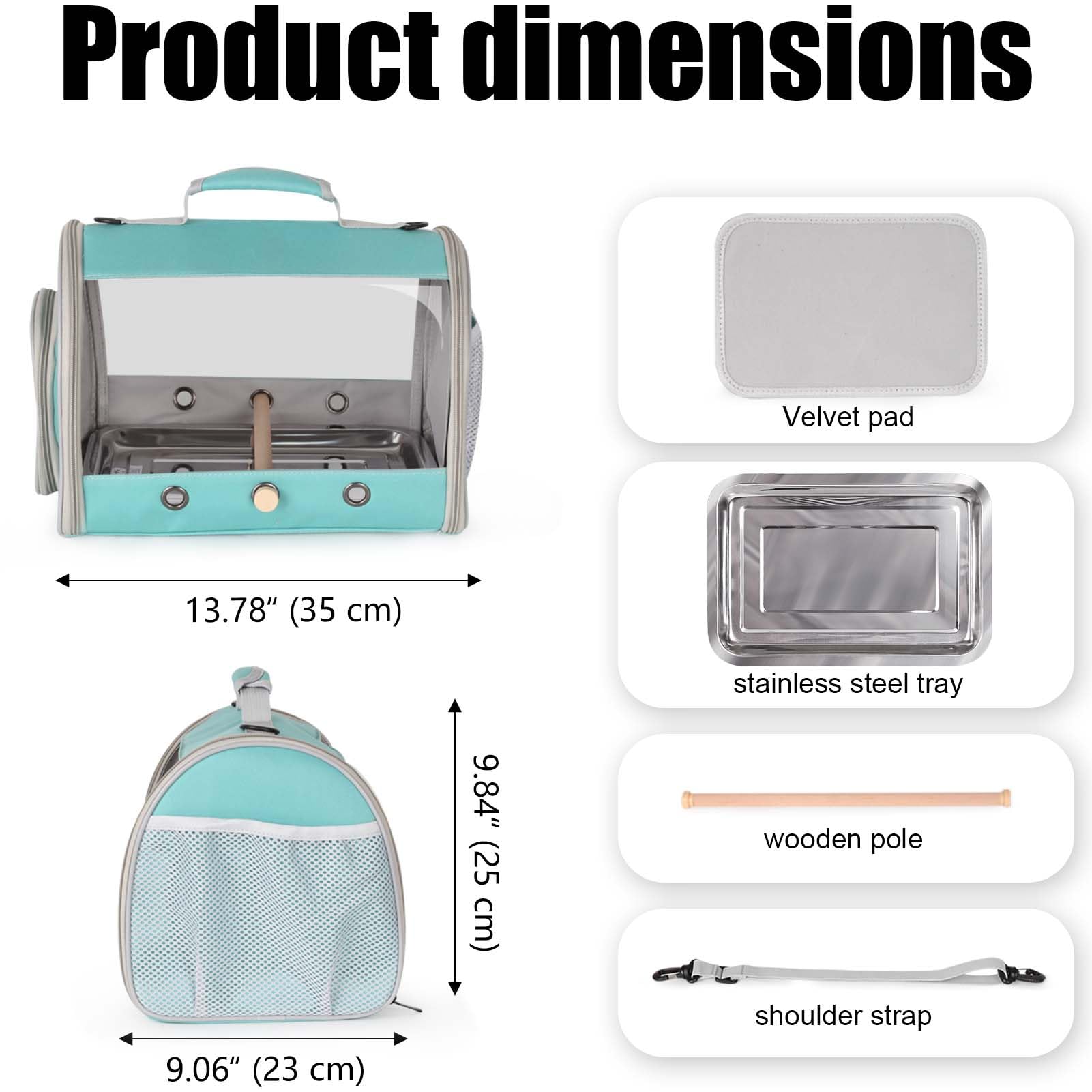 halinfer bird travel carrier with ventilated sides for airflow during trips.