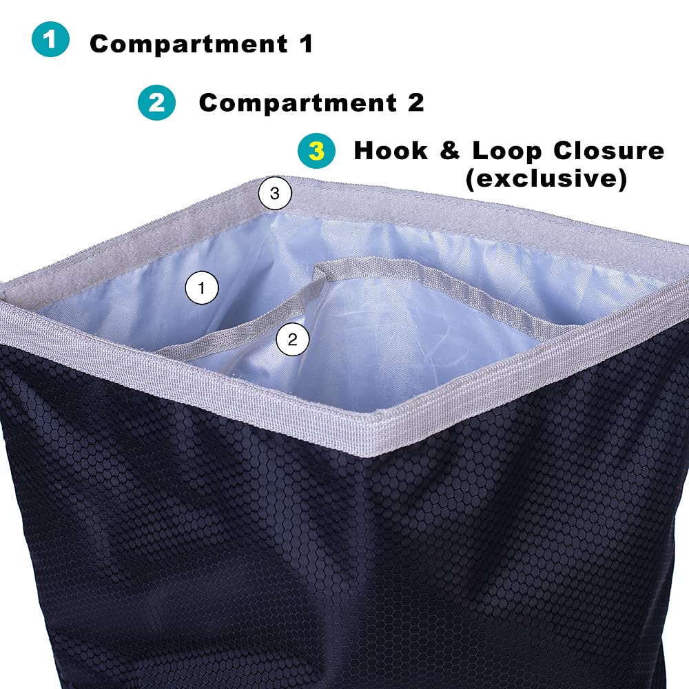 Halinfer dog food travel bag front pocket stores bowls, toys, and treats.