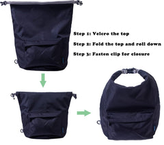Halinfer dog food travel container open for easy access and roll-top closure.