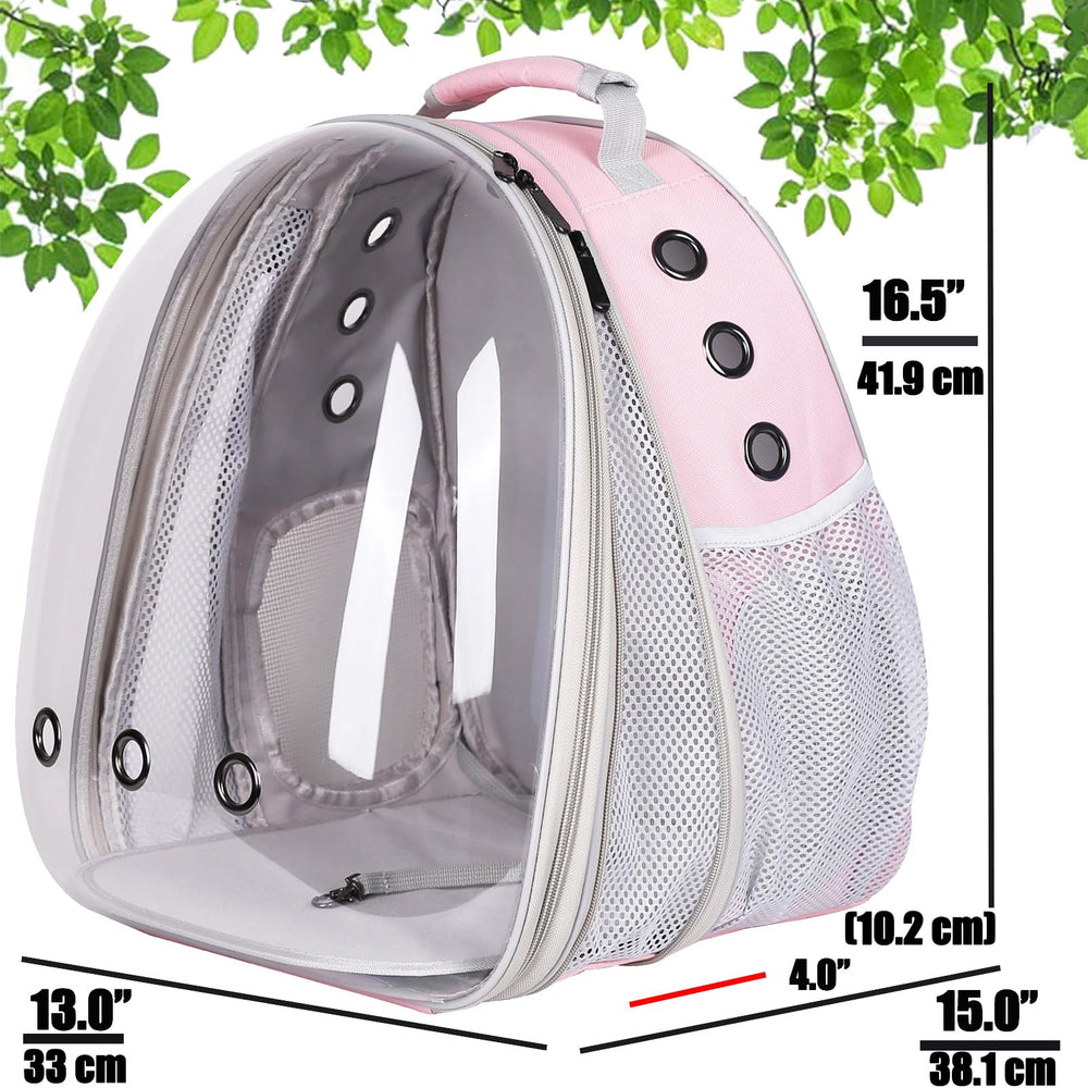 halinfer front-expandable cat backpack bubble window enhances pet visibility during outings.