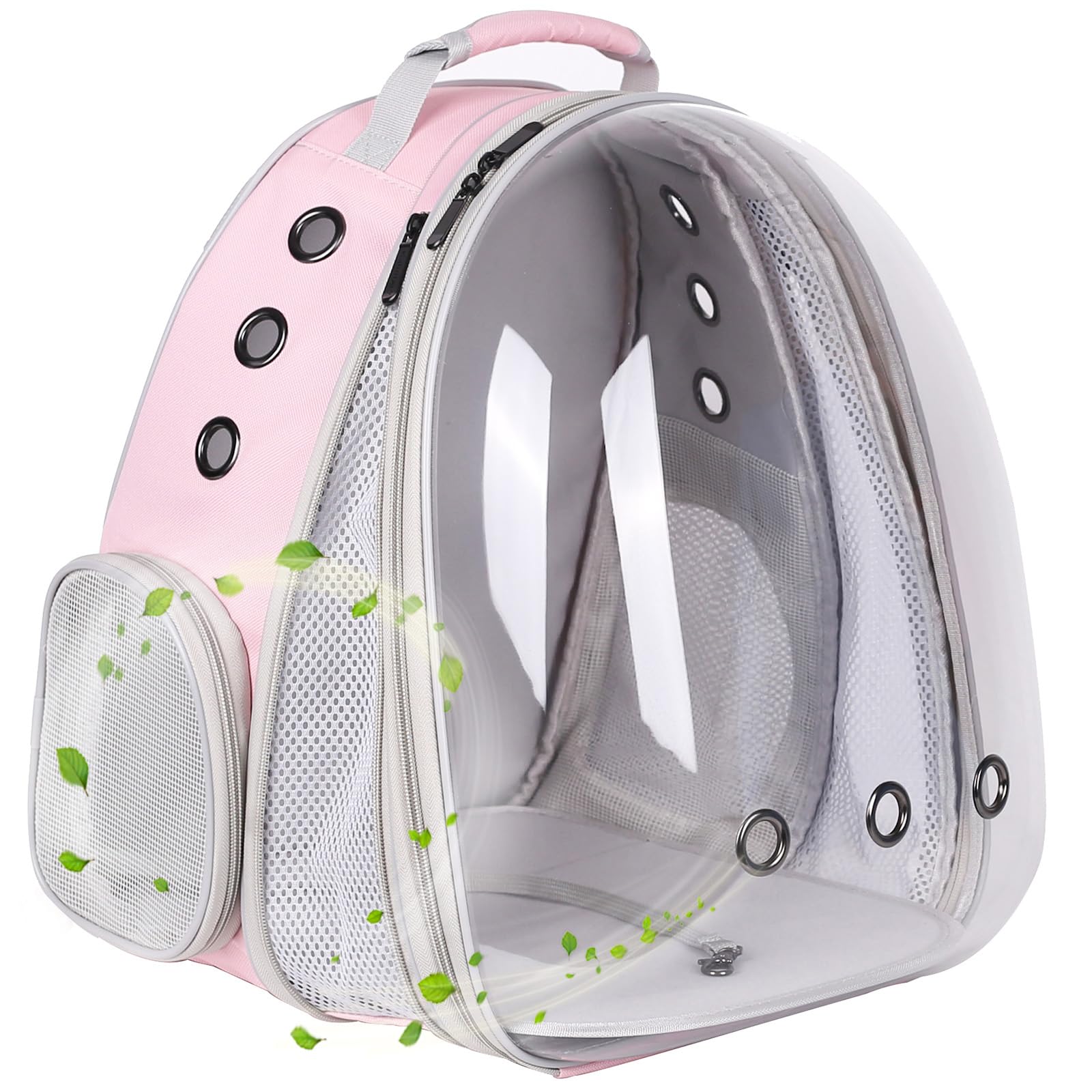 halinfer front-expandable cat backpack extended front view shows roomy space for larger pets.