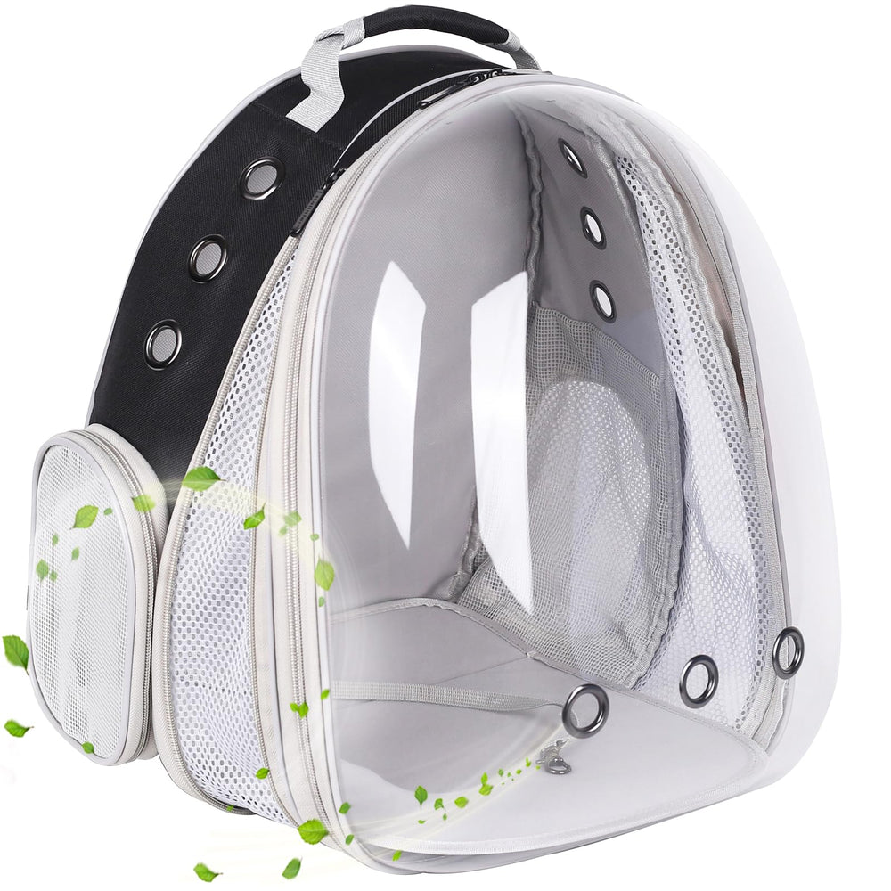 Halinfer front-extension cat backpack with bubble window for roomy view during travel.