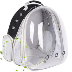 Halinfer front-extension cat backpack with bubble window for roomy view during travel.