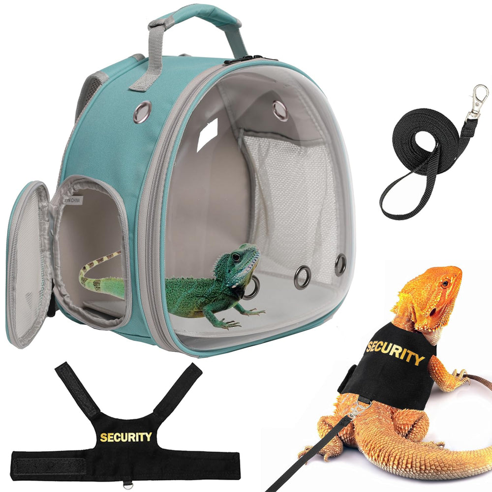 halinfer lizard carrier backpack with security harness for safe reptile transport