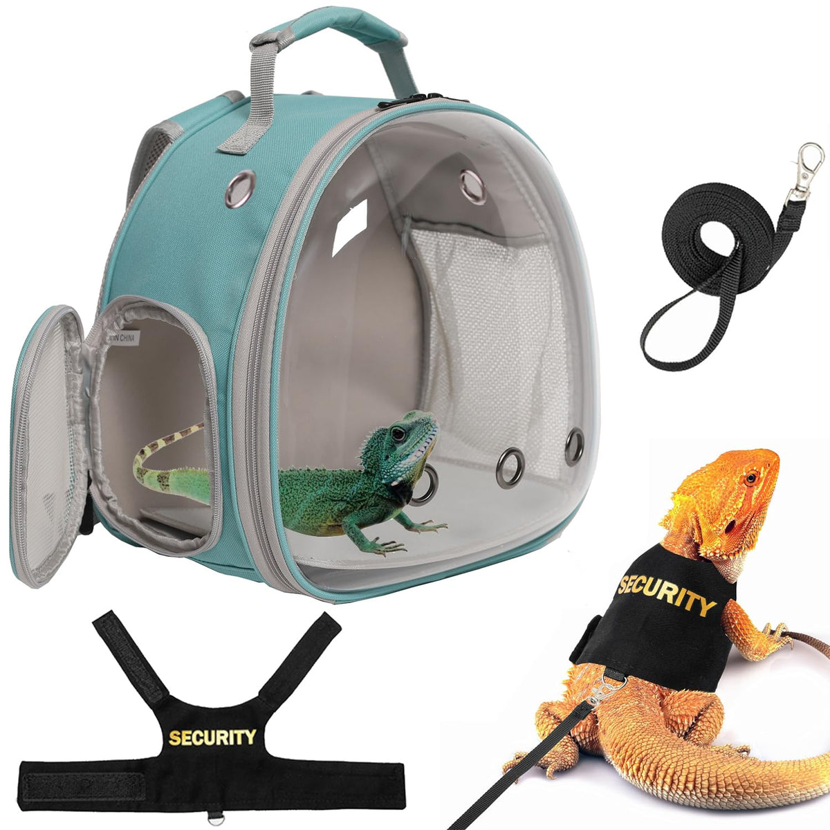 halinfer lizard carrier backpack with security harness for safe reptile transport