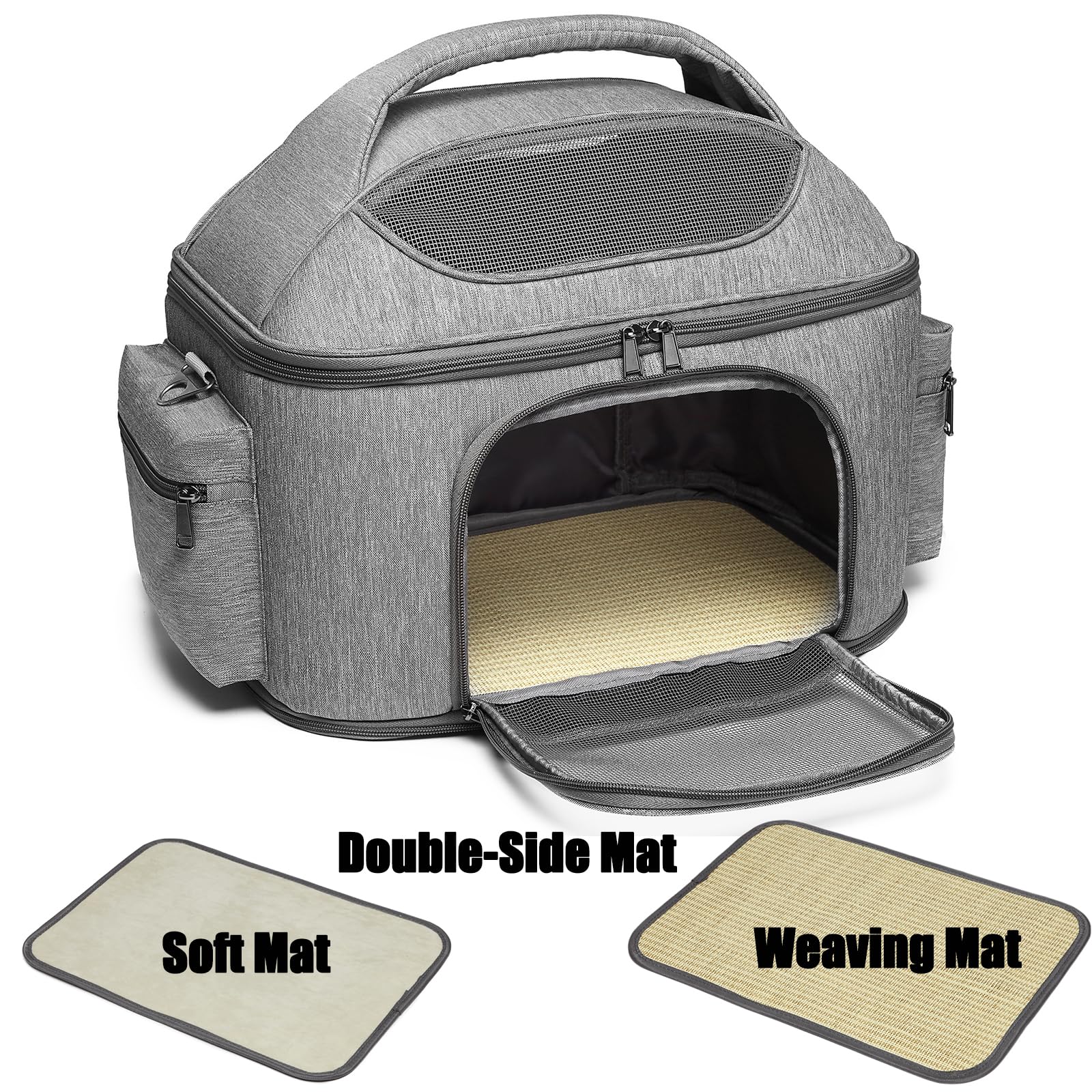 halinfer pet-carrier-car-seat-strap-attachment demonstrates secure car travel with seat belt compatibility