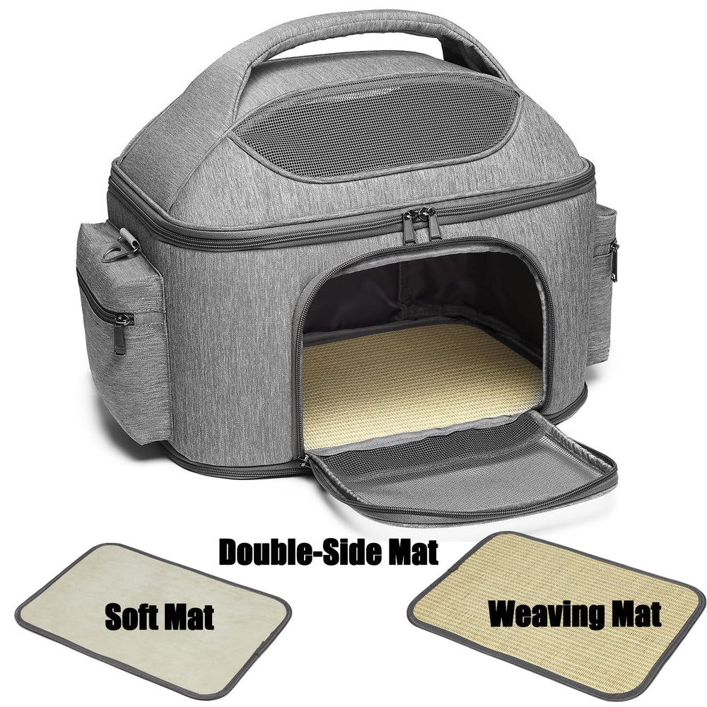 halinfer pet-carrier-car-seat-strap-attachment demonstrates secure car travel with seat belt compatibility