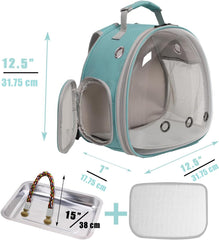halinfer small bird travel backpack inside view shows bird settled near perch