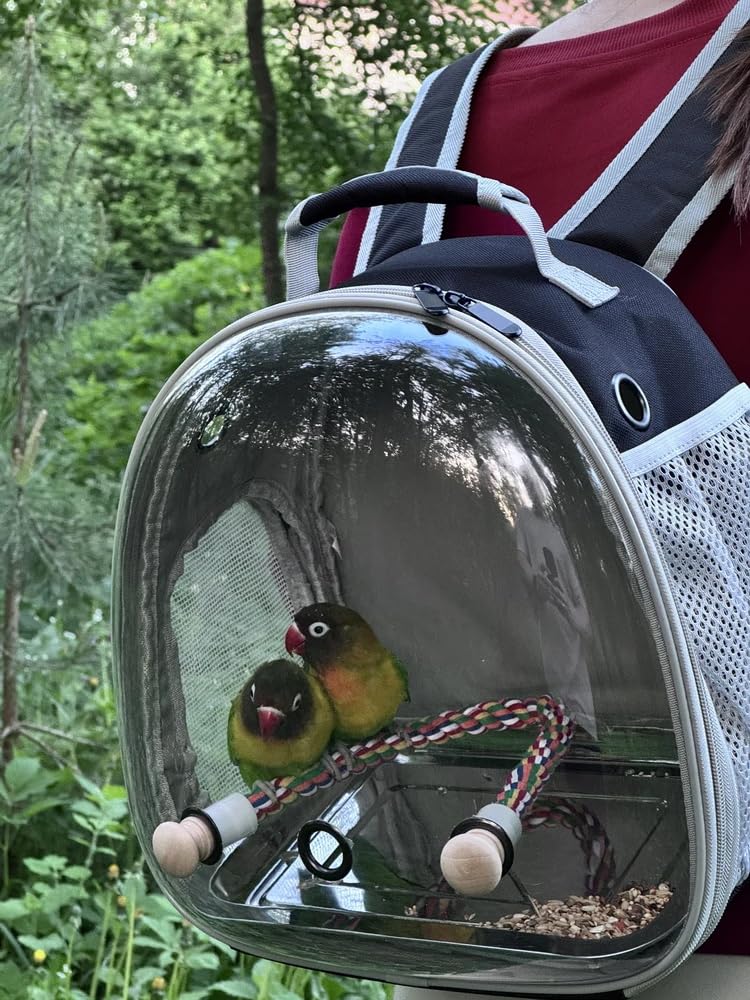 halinfer small bird travel backpack stainless plate for easy cleaning