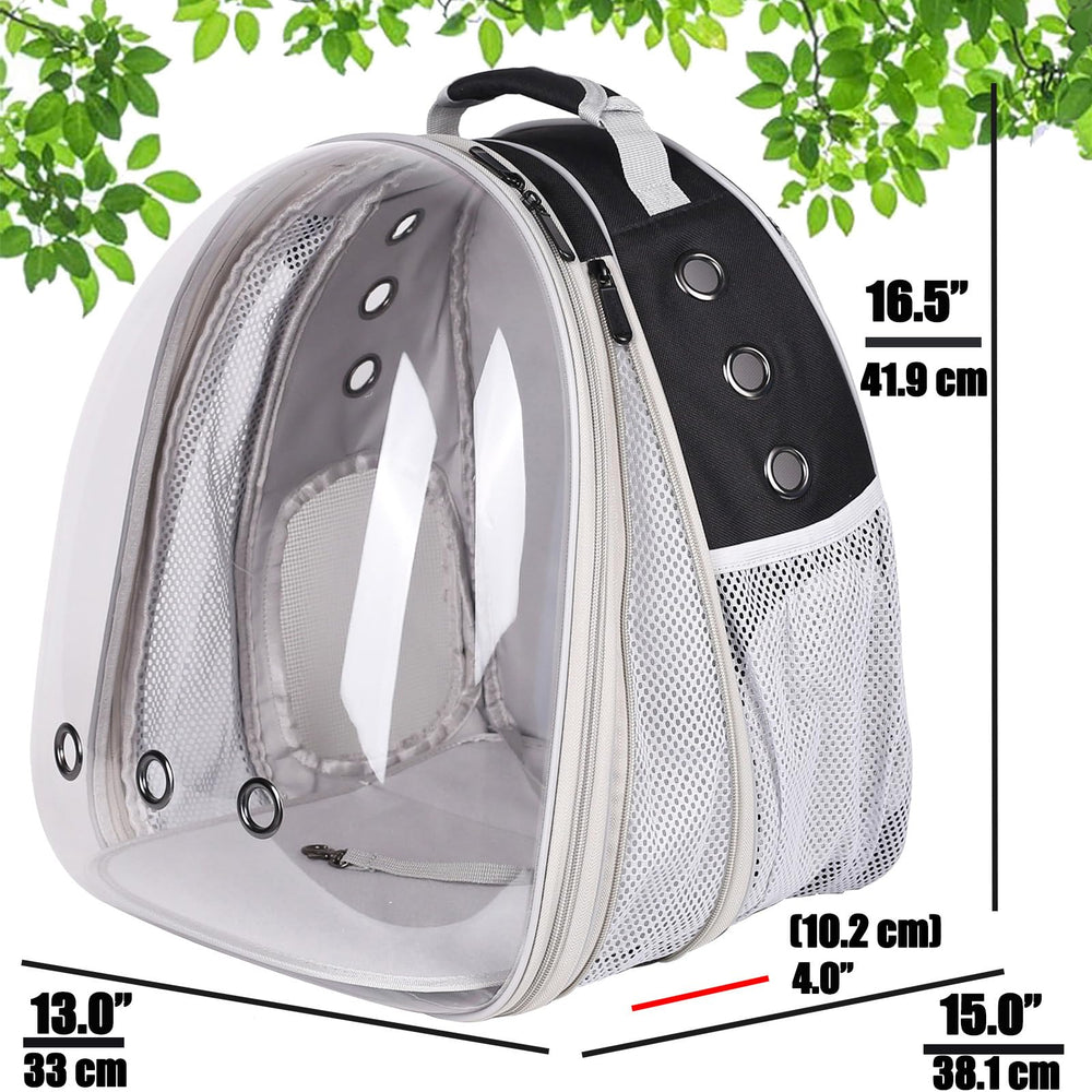 Halinfer space-capsule bubble window carrier keeps large cats comfortable on hikes.