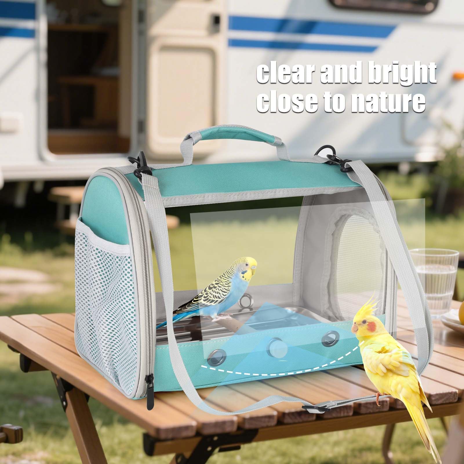 halinfer travel carrier side-zip window enables easy entry for your bird.