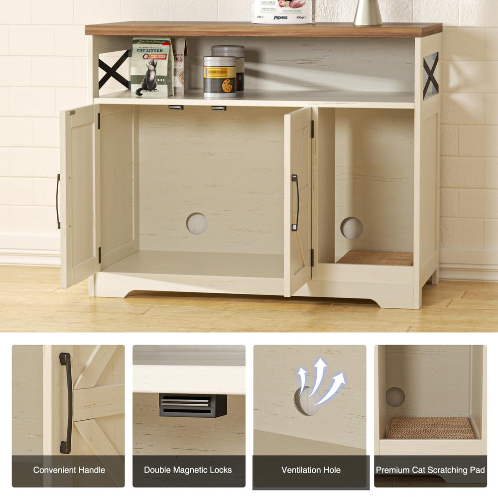 Halitaa cat litter box enclosure assembly guide indicates quick two-person setup.