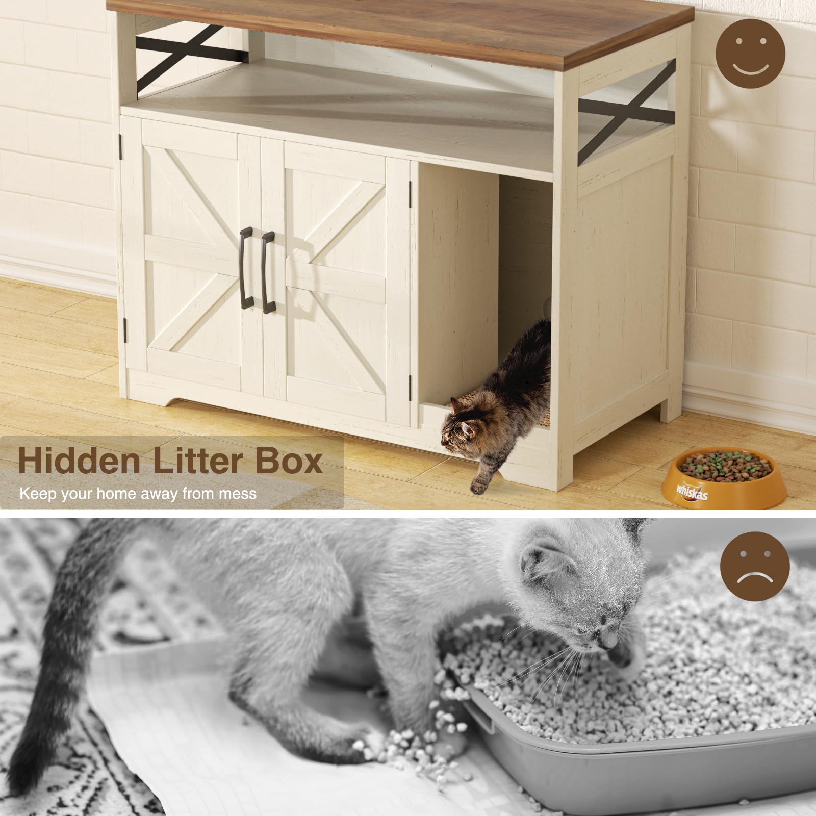 Halitaa cat litter box enclosure ventilation holes aid airflow and odor control.