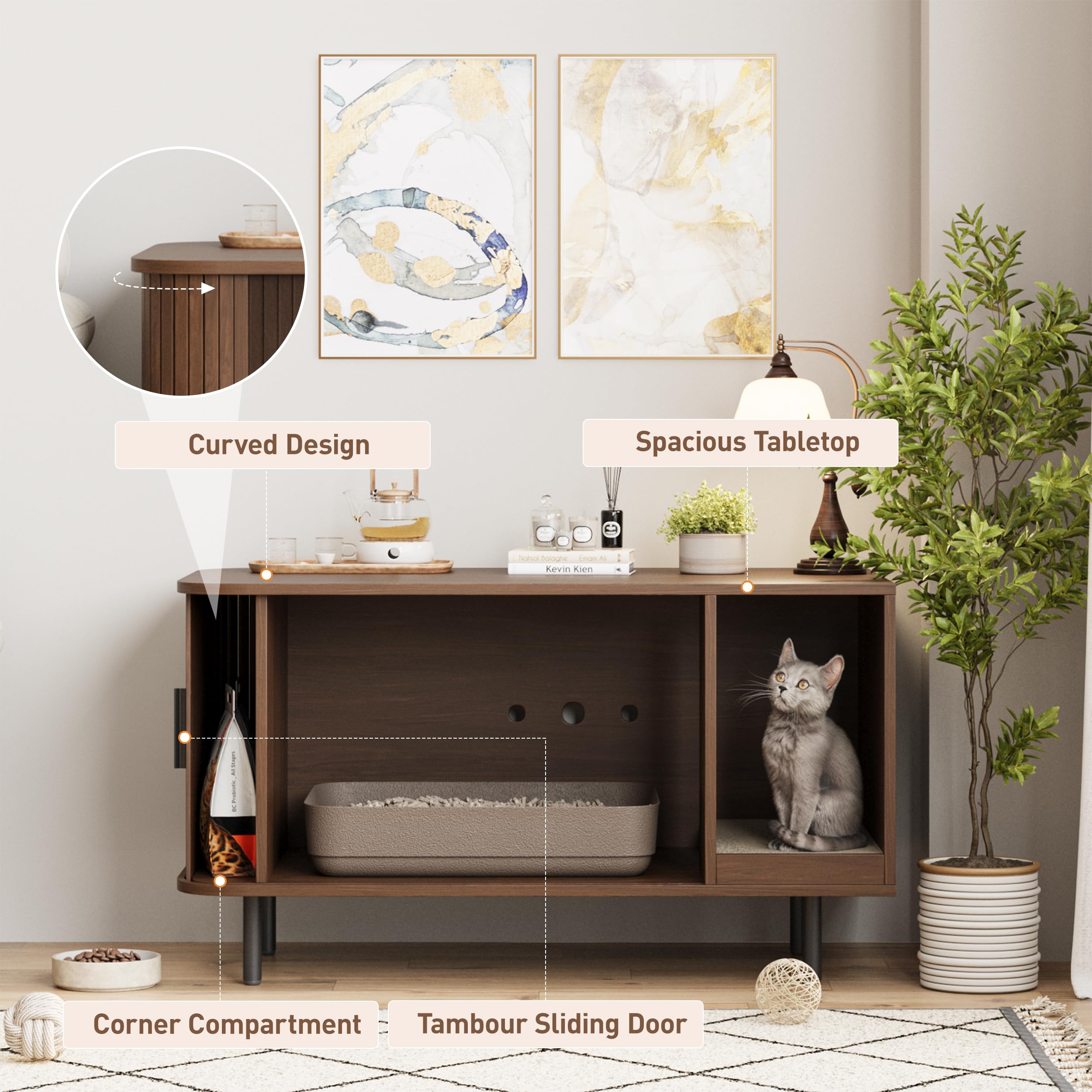 Halitaa cat litter enclosure built-in scratch pad encourages claws care for cats