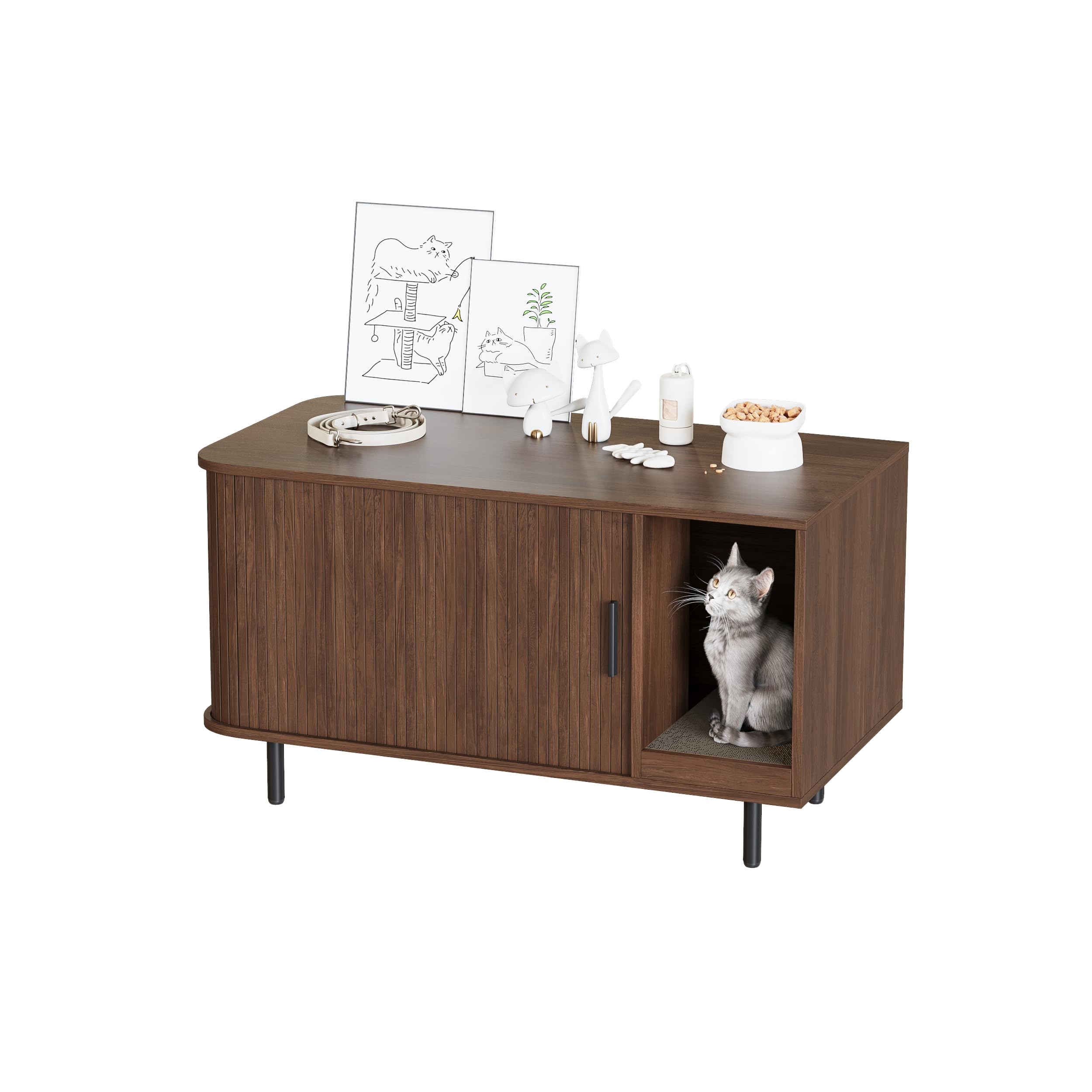 Halitaa cat litter enclosure dimensions 37.4 inches long fit spacious homes
