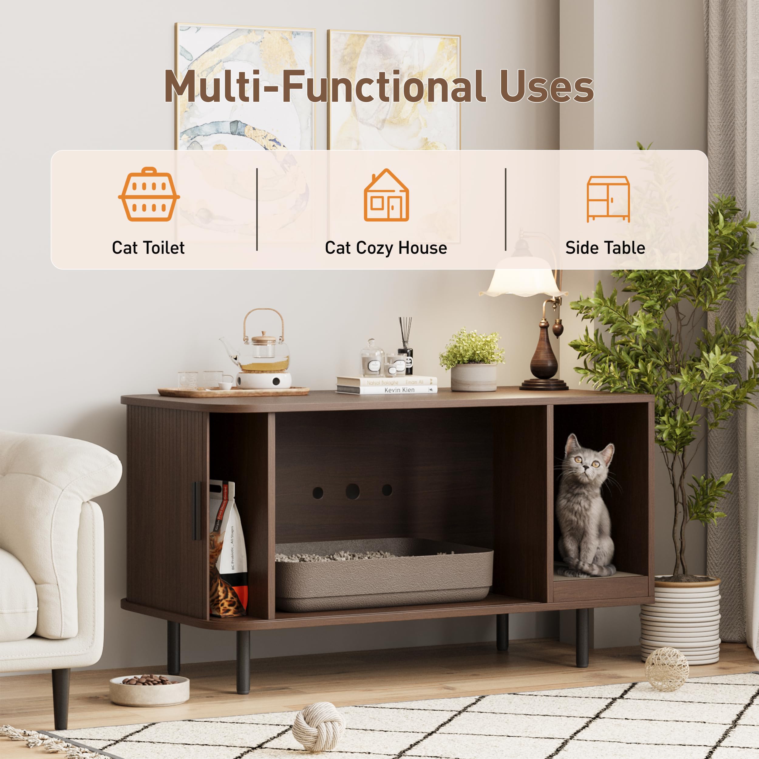 Halitaa cat litter enclosure interior bed option adds cozy rest