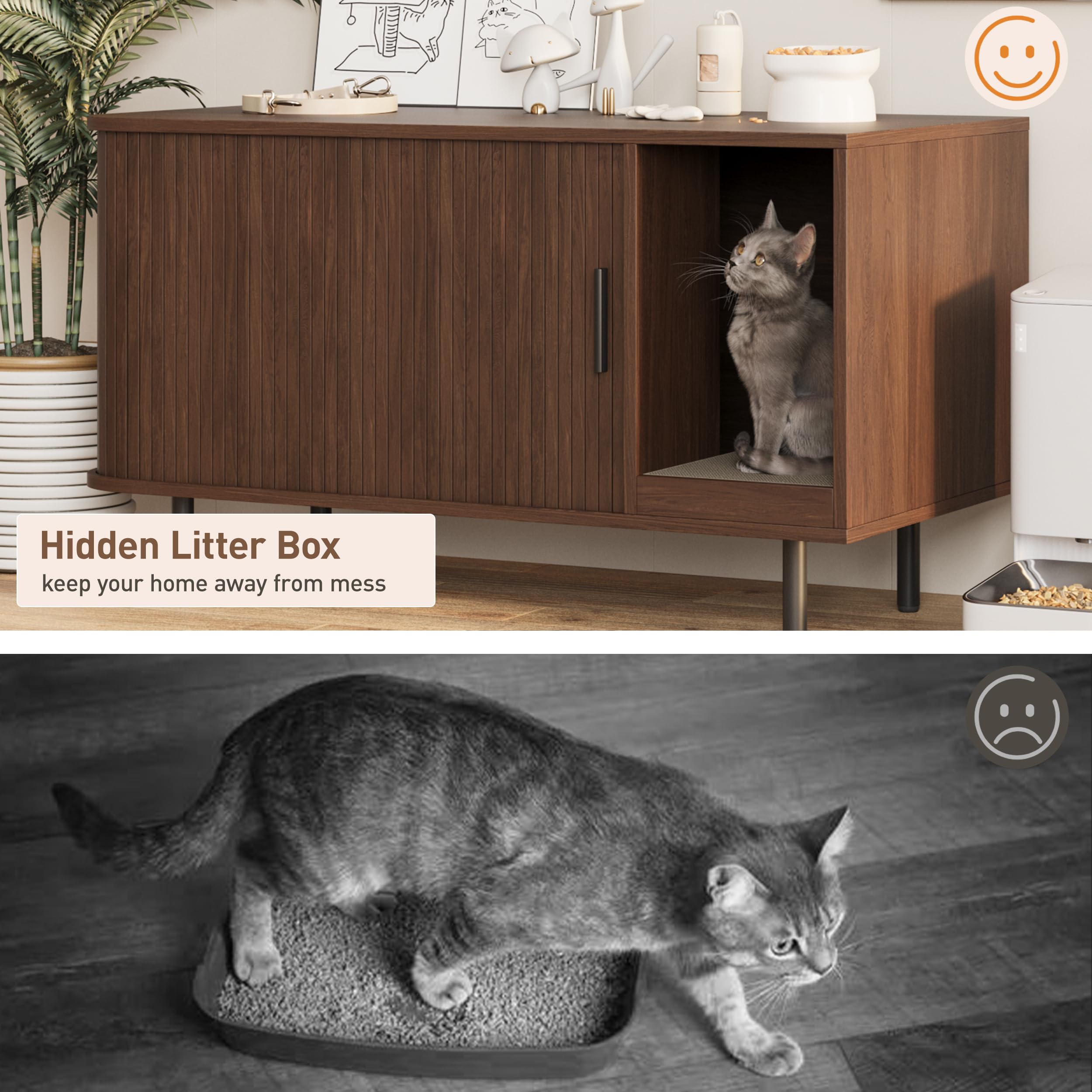 Halitaa cat litter enclosure multi-function furniture doubles as living room storage