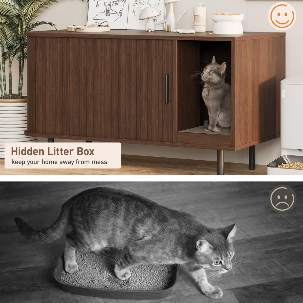 Halitaa cat litter enclosure multi-function furniture doubles as living room storage