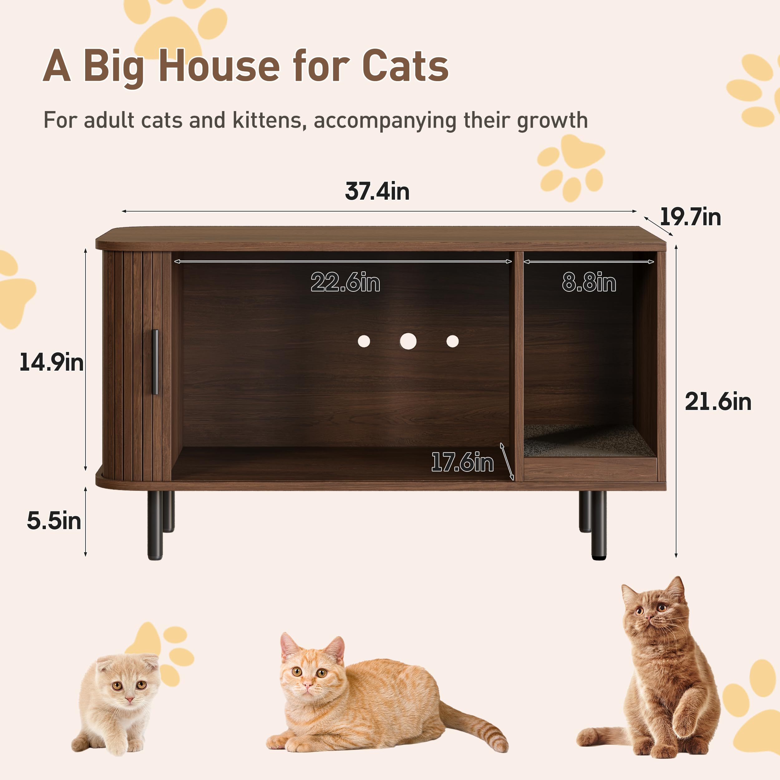 Halitaa cat litter enclosure sliding door demonstrates private, tidy litter management