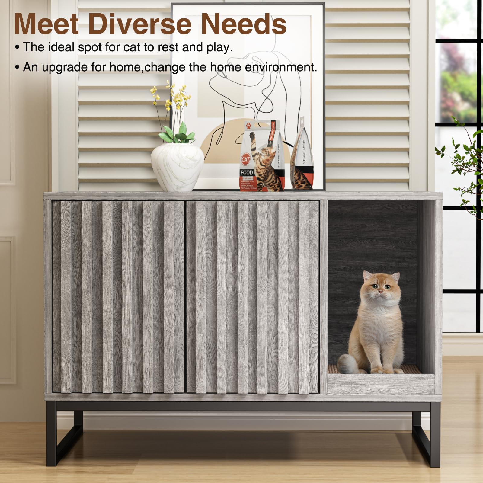 Halitaa cat washroom doors closed for discreet litter hiding and airflow