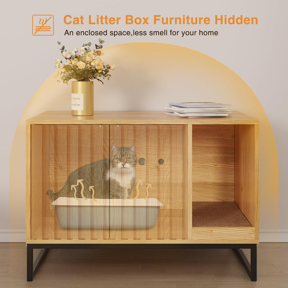 Halitaa Litter Box Enclosure with private doors for privacy and discreet design.