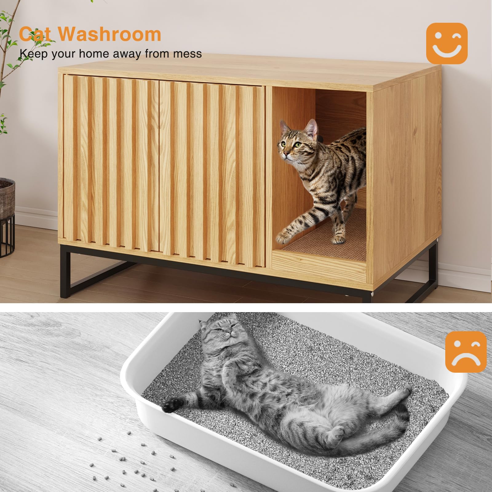 Halitaa Litter Box Enclosure ventilation holes help air flow and odor containment.
