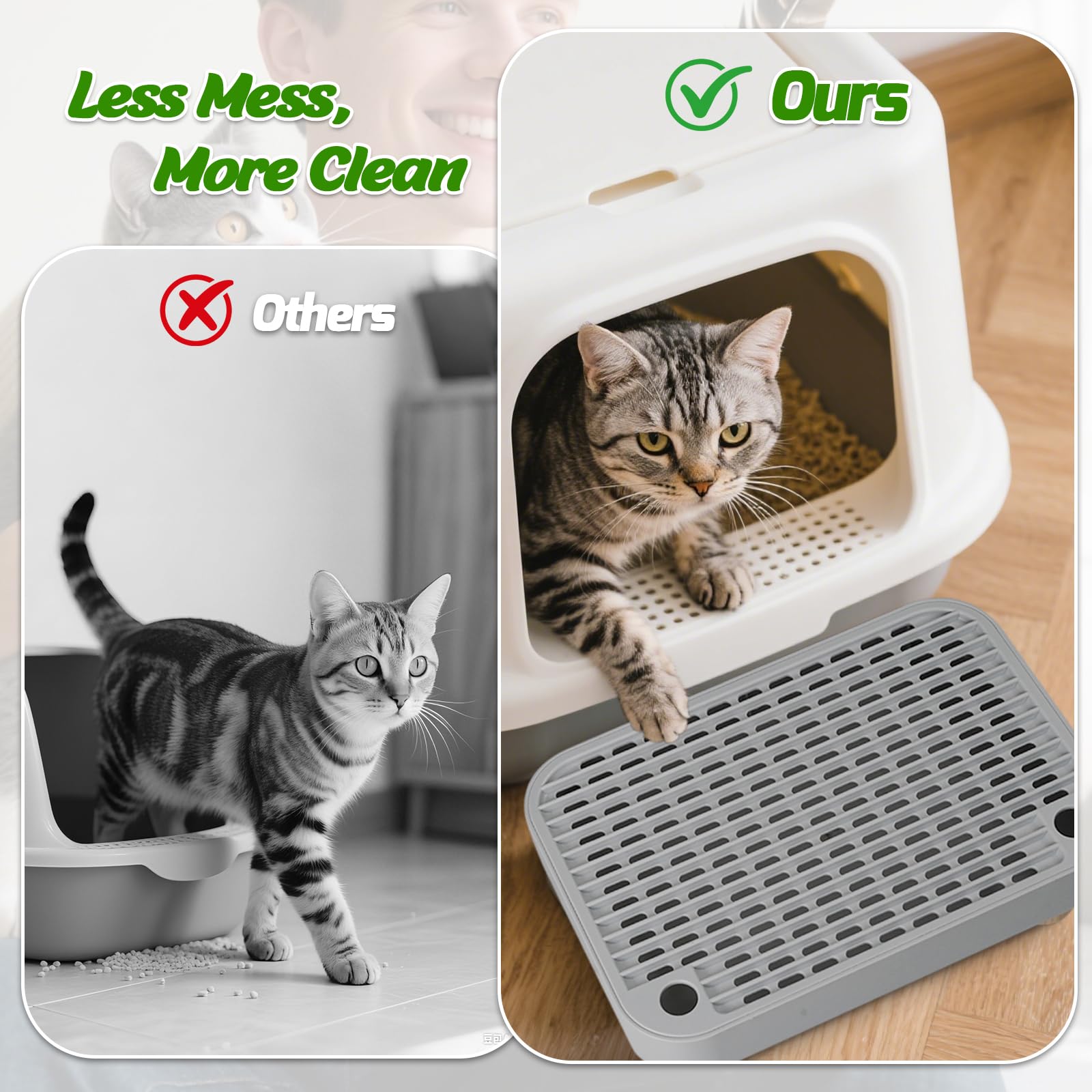 HALKYDY removable wooden top shows easy-access litter collection for faster maintenance.