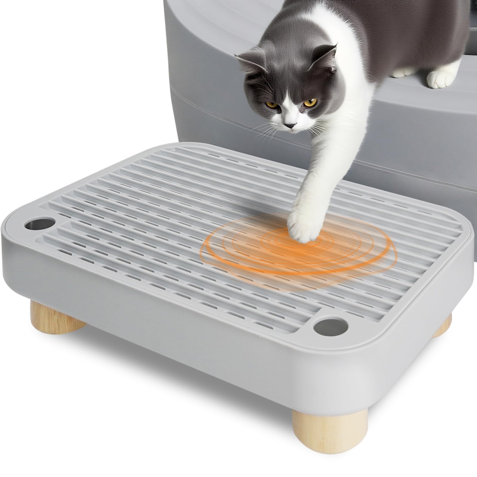 HALKYDY self-cleaning litter box step top for quick litter disposal and tidier floors