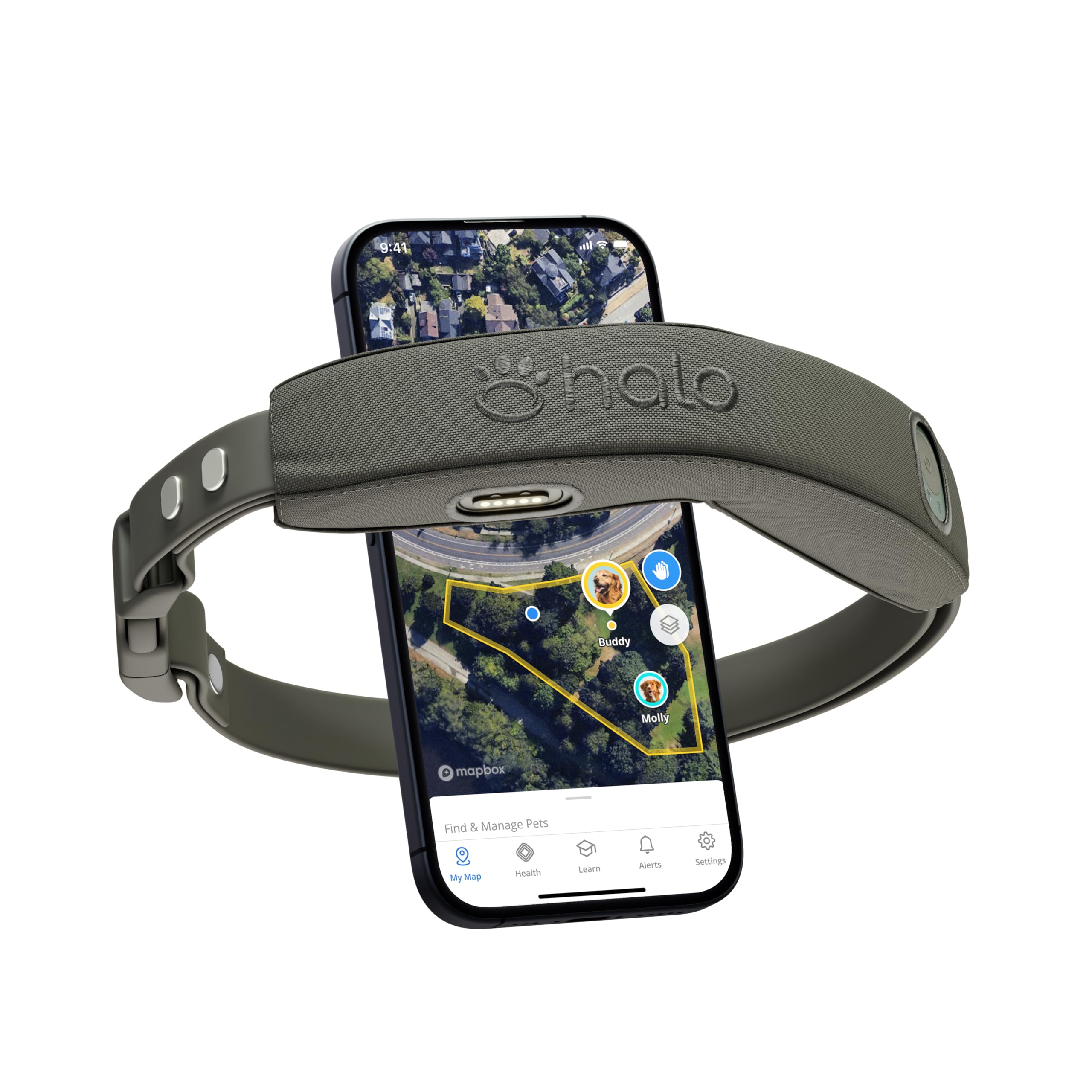 Halo Collar 4 GPS tracking map shows real-time boundary safety.
