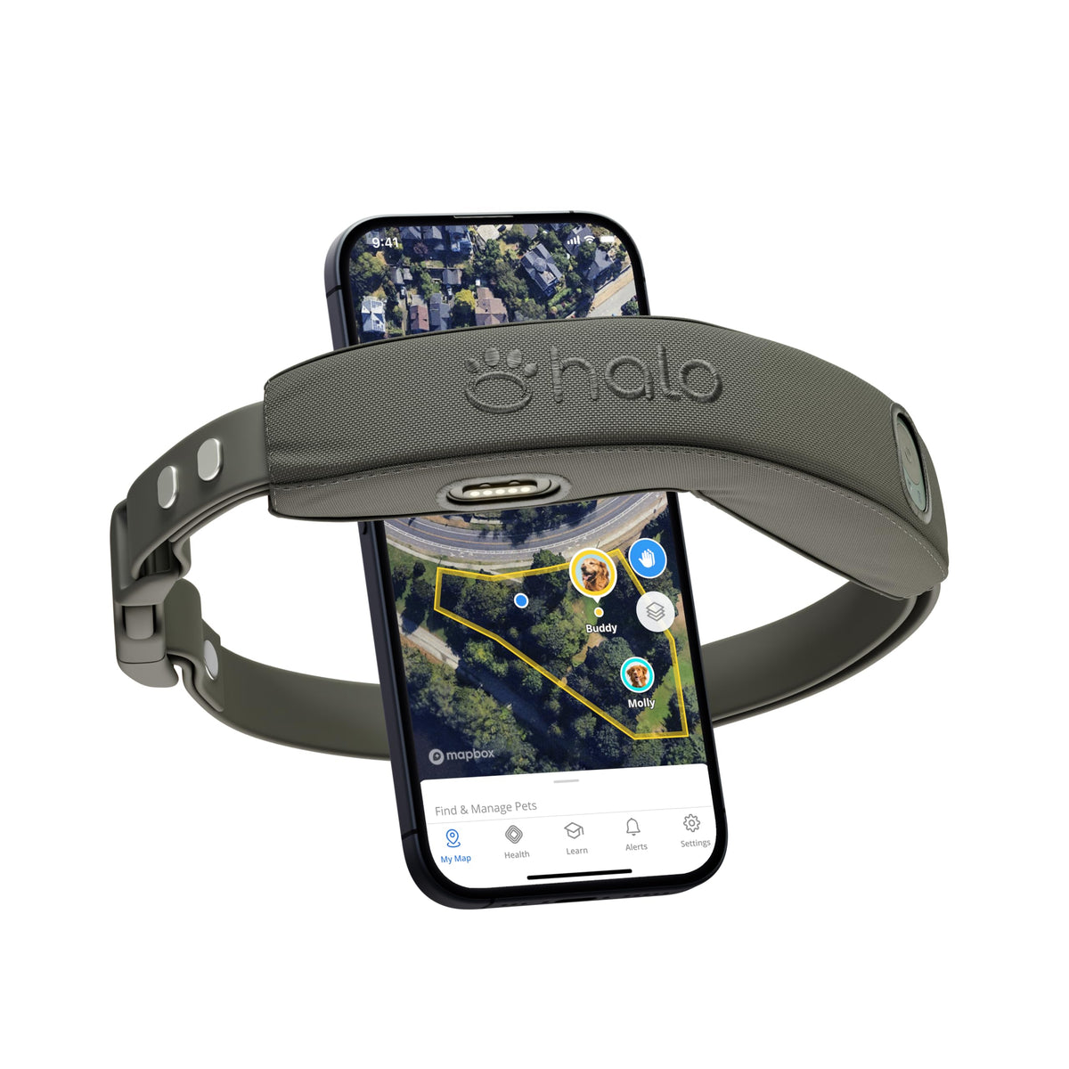 Halo Collar 4 GPS tracking map shows real-time boundary safety.