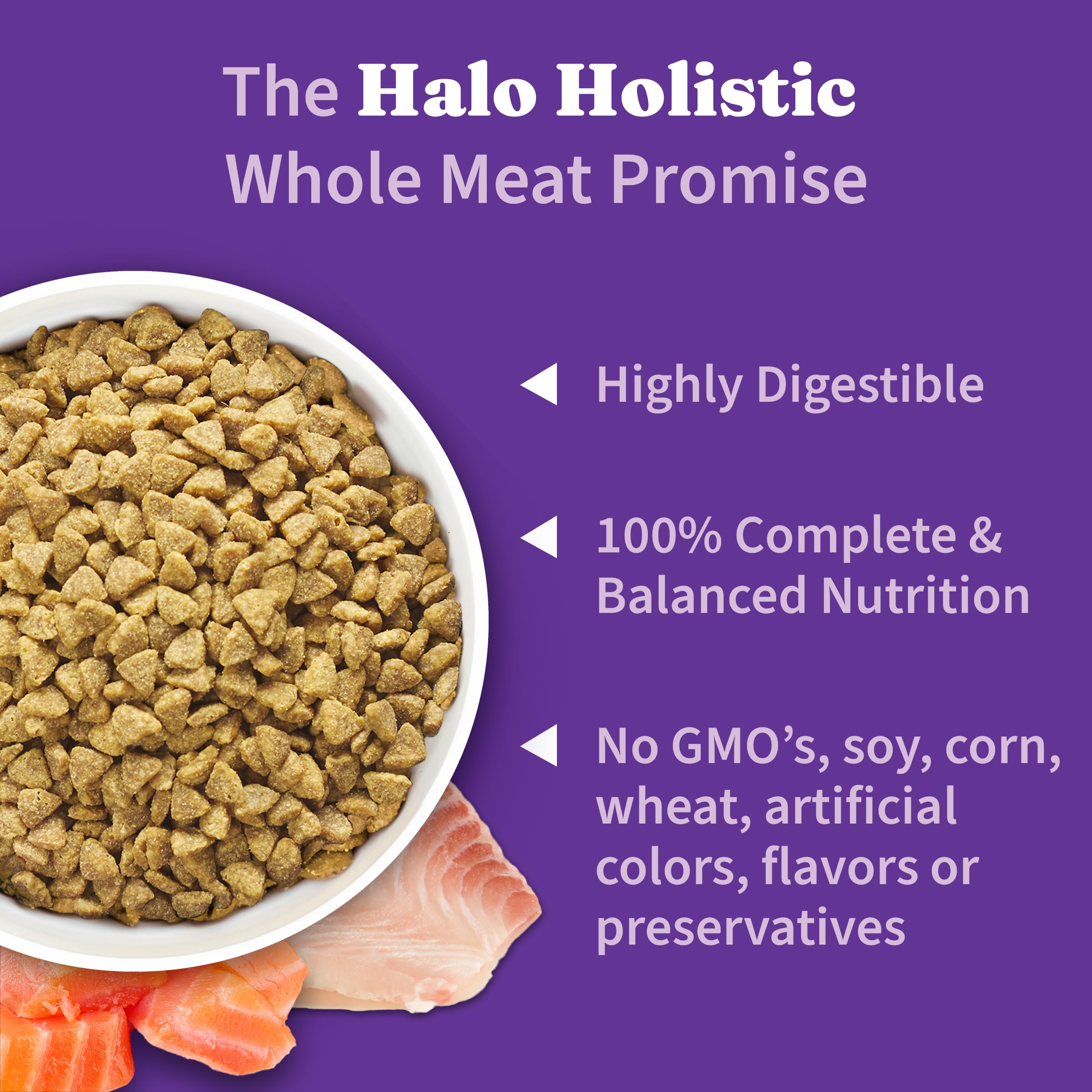 Halo digestive health image emphasizes prebiotics, probiotics, and postbiotics for gut comfort