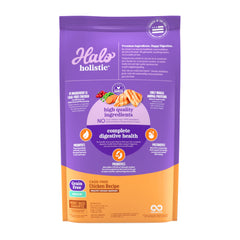 Halo Holistic chicken recipe whole-chicken-first-ingredient photo, cage-free chicken as primary protein.