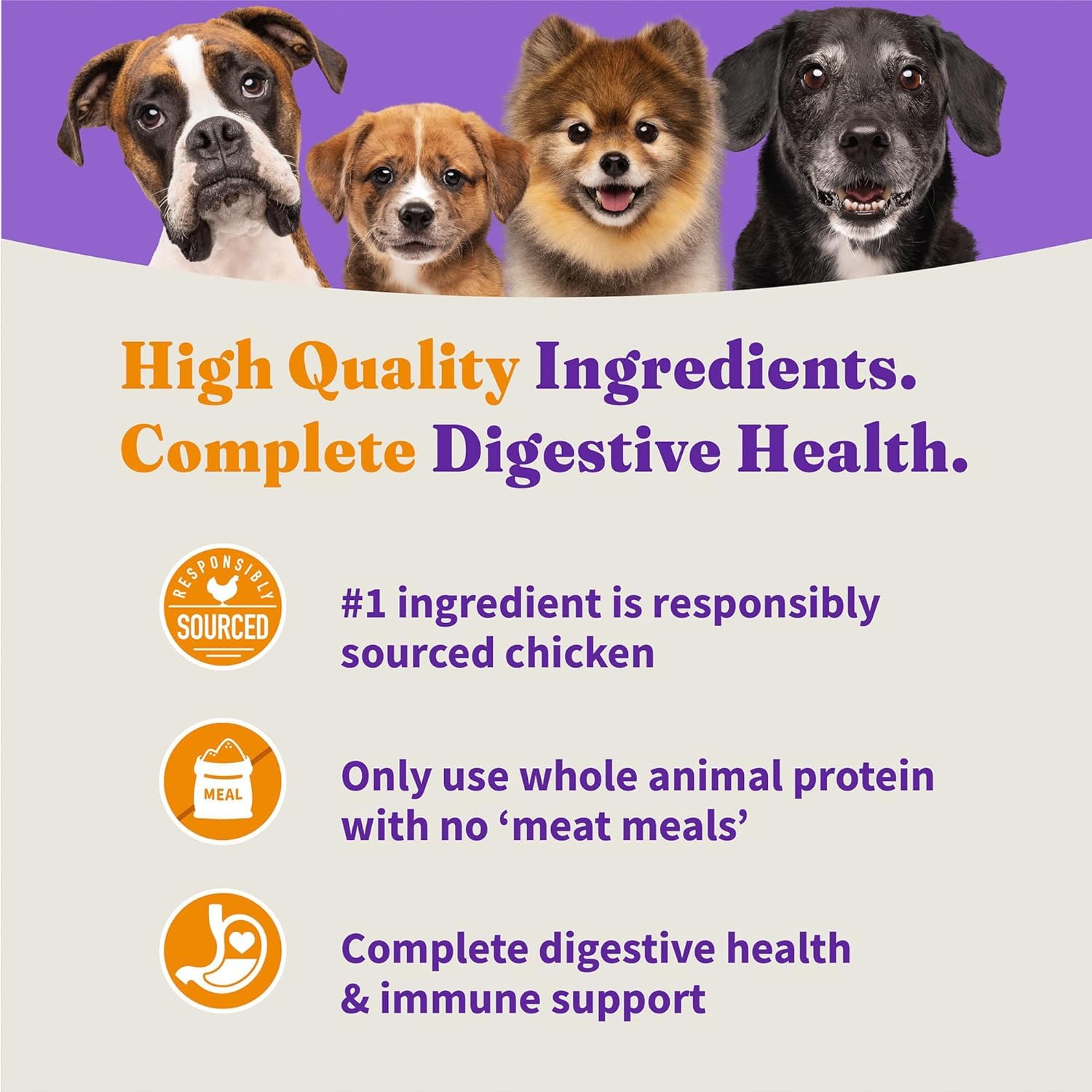 Halo Holistic GAP-certified cage-free chicken source shown in product imagery.
