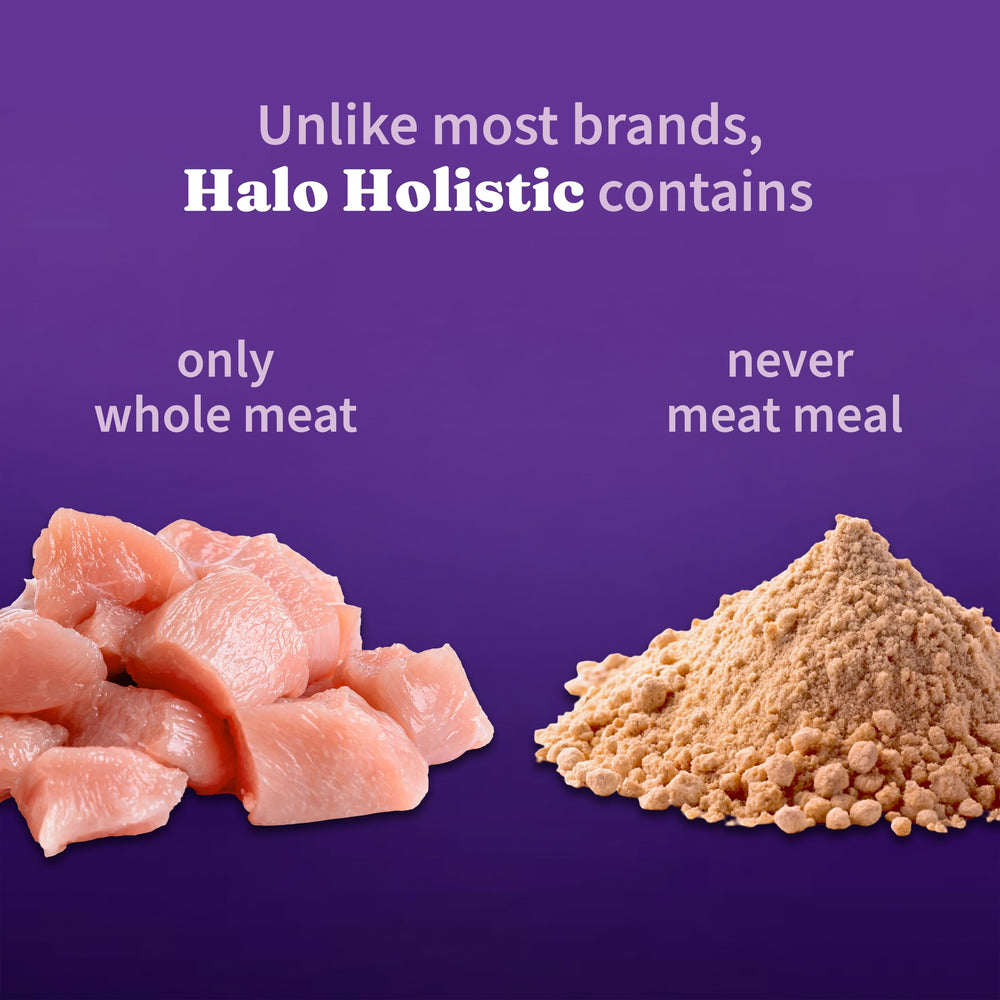 Halo Holistic omega fatty acids for healthy skin and coat in small-breed formula.