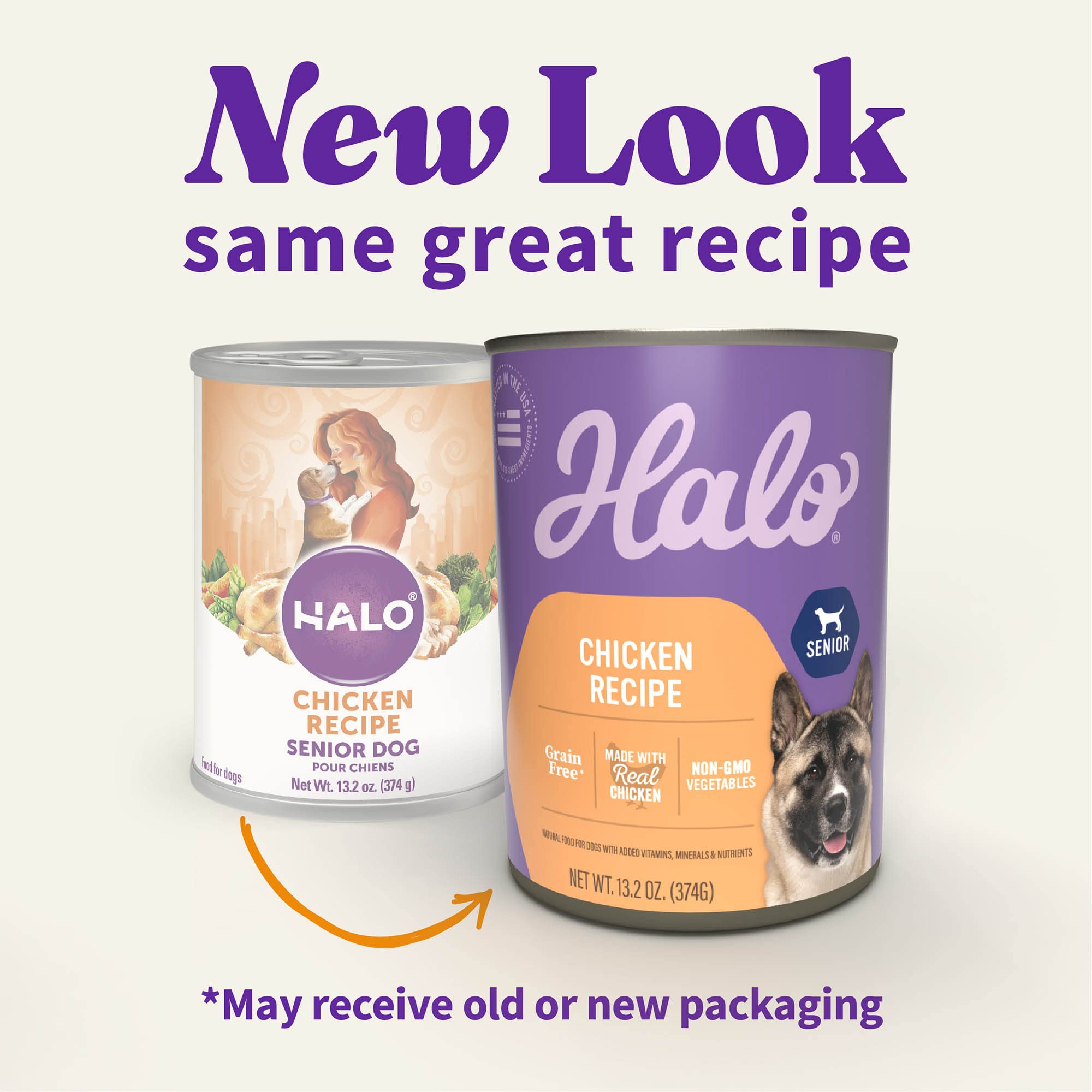 Halo Senior wet dog food pack of 6 bundle shows convenient, complete nutrition for seniors.