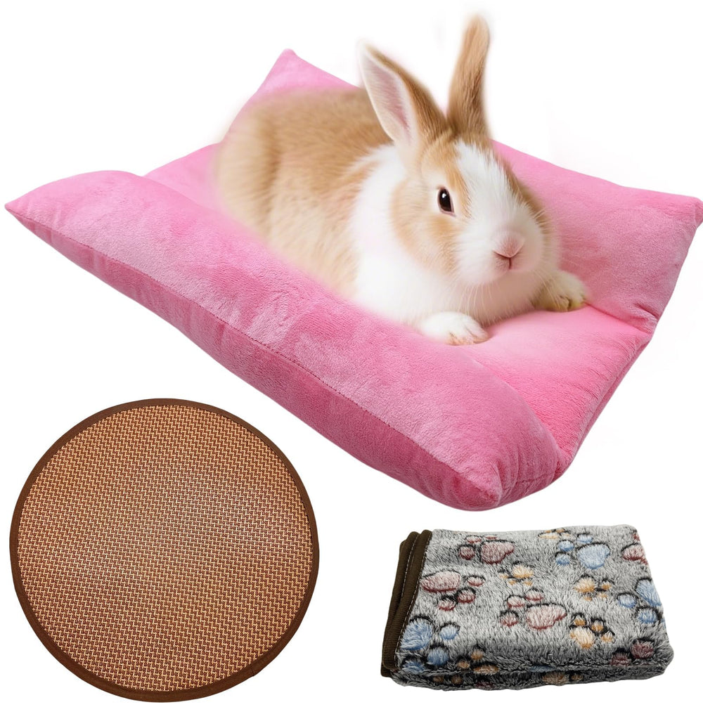 Hamiledyi 3-piece rabbit bed mat closeup fleece for cozy warmth.