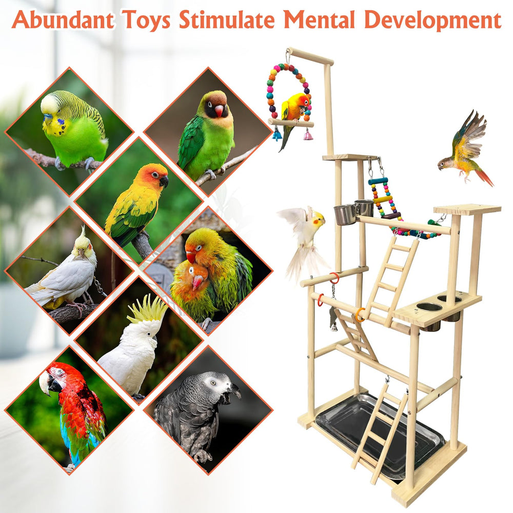 Hamiledyi all-in-one bird interactive center for solo play.